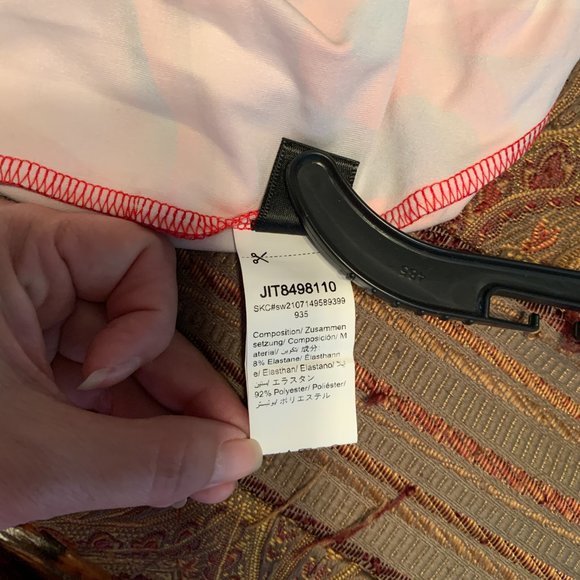 WOMENS - NWOT XS SHEIN ICON Splash Print Tie Back Bodycon Dress pink red orange - Picture 10 of 10